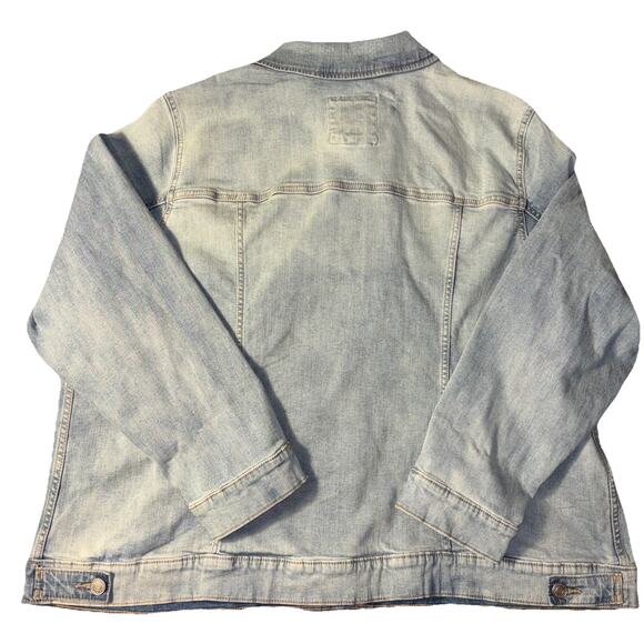Lauren Conrad Size 3X Distressed Light Wash Stretch Cotton Jean Jacket - Picture 7 of 10